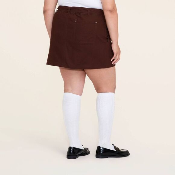 Open Box - Woolrich - Women's Belted Mini A-Line Skirt - Woolrich Brown  Brown - Picture 3 of 4